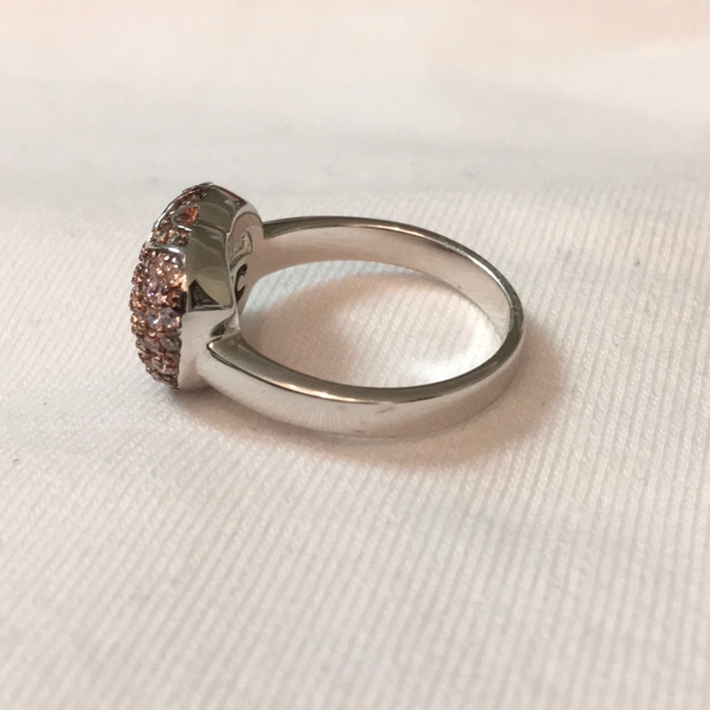 Charles Winston Pave CZ Heart 925 & Platinum Ring - Picture 4 of 7
